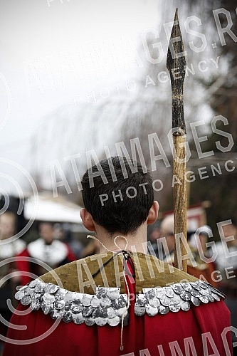 Members of the Royal Order of the Knights swam for an honorary cross on the edge of the Sava River to the Danube.Clanovi kraljevskog Reda Vitezova su plivali za casni krst na uscu reka Save u Dunav. 