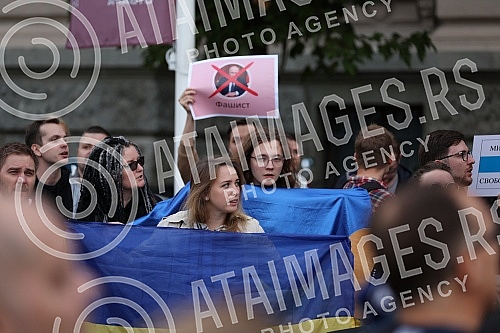 Protest of Russian emigrants against the mobilization that is being carried out in Russia, and at the invitation of the Russian movement 