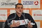 Konferencija za medije odrzana u pres centru Kombank arene KK Crvena zvezda Telekom Branka Lazica i Dejana Radonjica pred utakmicu Evrolige sa Olimpijakosom