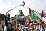A rally in support of the Palestinian people in Jerusalem was held at the Monument to Prince Mikhail on Republic Square, organized by the Palestinian Diaspora in Serbia. Kod Spomenika knezu Mihailu, na Trg Republike odrzan skup podrske palestinskom
