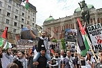 A rally in support of the Palestinian people in Jerusalem was held at the Monument to Prince Mikhail on Republic Square, organized by the Palestinian Diaspora in Serbia. Kod Spomenika knezu Mihailu, na Trg Republike odrzan skup podrske palestinskom