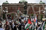 A rally in support of the Palestinian people in Jerusalem was held at the Monument to Prince Mikhail on Republic Square, organized by the Palestinian Diaspora in Serbia. Kod Spomenika knezu Mihailu, na Trg Republike odrzan skup podrske palestinskom