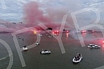 Spectacular celebration of the 32nd title of Serbian champion, fans and football players of FC Red Star from a bird's eye view.Spektakularna proslava 32. titule sampiona Srbije navijaca i fudbalera FK Crvena zvezda iz pticje perspektive.