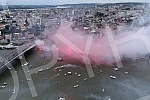 Spectacular celebration of the 32nd title of Serbian champion, fans and football players of FC Red Star from a bird's eye view.Spektakularna proslava 32. titule sampiona Srbije navijaca i fudbalera FK Crvena zvezda iz pticje perspektive.