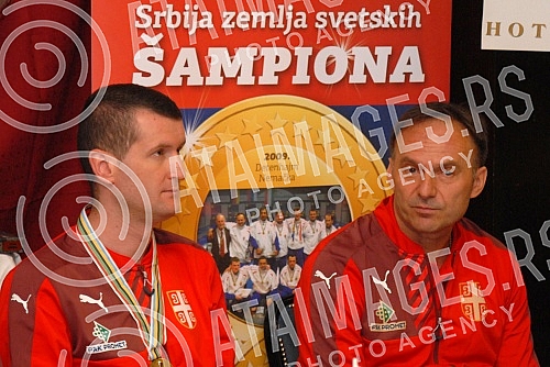 Konferencija za medije Kuglaskog saveza Srbije povodom osvajanja zlatne medalje na Svetskom prvenstvu u Nemackoj.
