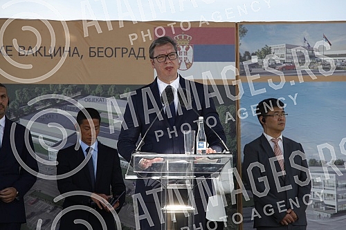  The President of the Republic of Serbia, Aleksandar Vucic, attended the ceremony of laying the foundation stone for the construction of a vaccine factory for the Chinese company Sinofarm, with the joint investment of Serbia, the People's Republic of