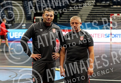 Obilazak Sinise Malog - gradonacelnika Beograda Kombank arene i postavljenog terena za predstojece takmicenje u futsalu - EURO 2016.