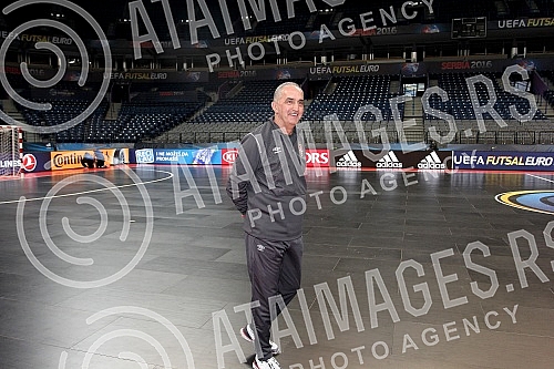 Obilazak Sinise Malog - gradonacelnika Beograda Kombank arene i postavljenog terena za predstojece takmicenje u futsalu - EURO 2016.