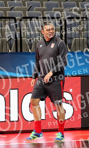 Obilazak Sinise Malog - gradonacelnika Beograda Kombank arene i postavljenog terena za predstojece takmicenje u futsalu - EURO 2016.