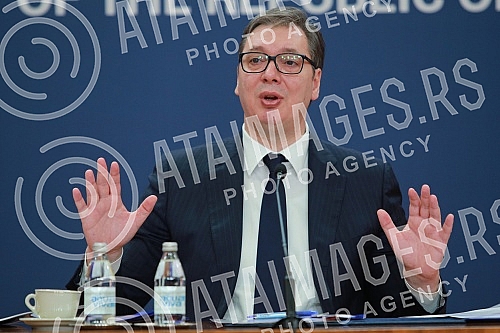 The annual press conference of the President of the Republic of Serbia, Aleksandar Vucic, at which Serbia's development plans for 2022 were presented, within which new investment and development projects were announced, was held at the Palace of Serb