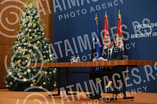 The annual press conference of the President of the Republic of Serbia, Aleksandar Vucic, at which Serbia's development plans for 2022 were presented, within which new investment and development projects were announced, was held at the Palace of Serb