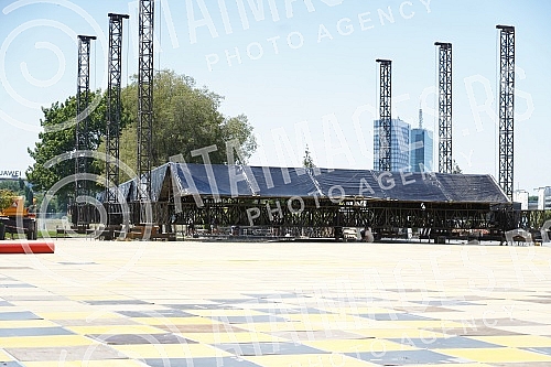 Final preparations on the Geozavoda plateau, on the banks of the Sava River, in an outdoor concert hall, built just for this occasion before the first Belgrade River Fest, where world music names will perform on July 22 and 23, the most beloved tenor