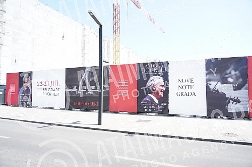 Final preparations on the Geozavoda plateau, on the banks of the Sava River, in an outdoor concert hall, built just for this occasion before the first Belgrade River Fest, where world music names will perform on July 22 and 23, the most beloved tenor