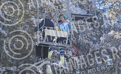 Preparations Nevena Ignjatovic on the ski slope on Divcibarama on track Crni vrh.Pripreme Nevene Ignjatovic na ski stazi na Divcibarama, na stazi Crni vrh.