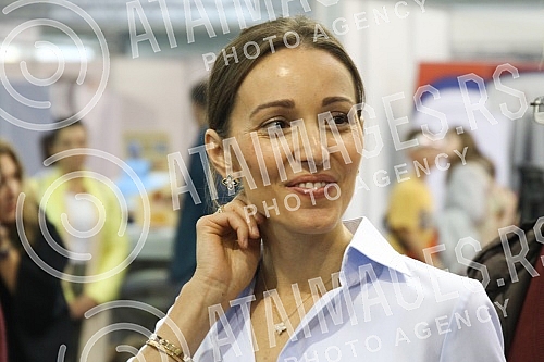 First Deputy Prime Minister and Minister of Education, Science and Technological Development Branko Ruzic with Novak and Jelena Djokovic visited the stand of the Ministry of Education, Science and Technological Development at the Education Fair in Ha