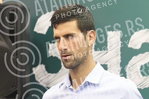 First Deputy Prime Minister and Minister of Education, Science and Technological Development Branko Ruzic with Novak and Jelena Djokovic visited the stand of the Ministry of Education, Science and Technological Development at the Education Fair in Ha