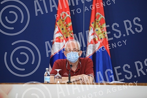 A press conference of members of the Government Crisis Staff for the suppression of the coronavirus epidemic was held at the Palace of Serbia.U Palati Srbije odzana konferencija za novinare clanova Kriznog staba Vlade za suzbijanje epidemije korona