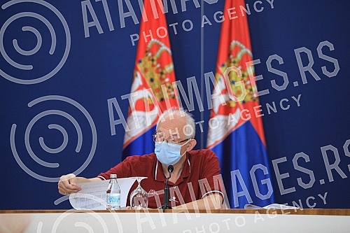 A press conference of members of the Government Crisis Staff for the suppression of the coronavirus epidemic was held at the Palace of Serbia.U Palati Srbije odzana konferencija za novinare clanova Kriznog staba Vlade za suzbijanje epidemije korona