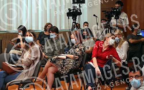 A press conference of members of the Government Crisis Staff for the suppression of the coronavirus epidemic was held at the Palace of Serbia.U Palati Srbije odzana konferencija za novinare clanova Kriznog staba Vlade za suzbijanje epidemije korona