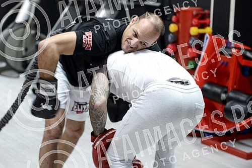 Training and sparring Igor Rakocevic - Vice President of the Basketball Federation of Serbia and Dusan Dzakic.Sparing i trening Igora Rakocevica - potpredsednik Kosarkaskog saveza Srbije i Dusana Dzakica.