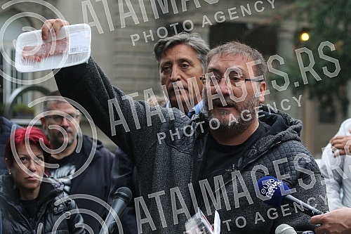 Press conference of the Vice President of the Party of Freedom and Justice Dejan Bulatovic on the occasion of lower and lower prices of cattle, and higher and higher prices of meat in shops.Konferencija za medije potpredsednika Stranke slobode i pr