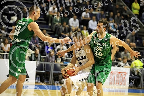 FIBA Champions League match between KK Partizan and Zielona Gora played at Aleksandar Nikolic hall.  Utakmica FIBA Lige Sampiona izmedju KK Partizan i Zelena Gora odigrana u hali Aleksandar Nikolic.