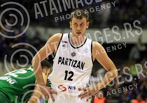 FIBA Champions League match between KK Partizan and Zielona Gora played at Aleksandar Nikolic hall.  Utakmica FIBA Lige Sampiona izmedju KK Partizan i Zelena Gora odigrana u hali Aleksandar Nikolic.