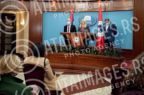 Press conference after the meeting of Milorad Dodik, with Zeljko Cvijanovic and Milan Telgetija, the president of the High judicial and prosecutorial council, who has been receiving death threats these days.Konferencija za medije posle sastanka Mil