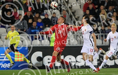 Play-off for Final Tournament, First leg for UEFA European Under-21 Championship between Serbia and Norway held on stadium of FK Partizan.Prva utakmica baraza za UEFA Prvenstvo evrope za igrace do 21 godine odigrana na stadionu Partizana izmedju Srb