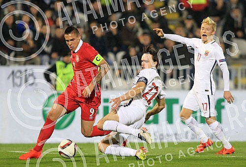 Play-off for Final Tournament, First leg for UEFA European Under-21 Championship between Serbia and Norway held on stadium of FK Partizan.Prva utakmica baraza za UEFA Prvenstvo evrope za igrace do 21 godine odigrana na stadionu Partizana izmedju Srb