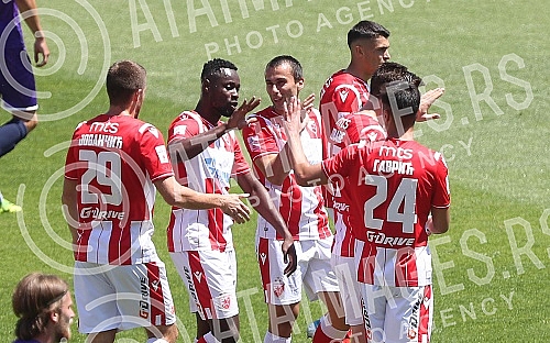 Training match between FC Red Star and FC Graficr played at the Rajko Mitic stadium. Trening utakmica FK Crvena zvezda i FK Graficar odigrana na stadionu Rajko Mitic.