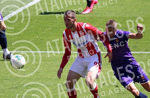 Training match between FC Red Star and FC Graficr played at the Rajko Mitic stadium. Trening utakmica FK Crvena zvezda i FK Graficar odigrana na stadionu Rajko Mitic.