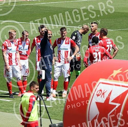 Training match between FC Red Star and FC Graficr played at the Rajko Mitic stadium. Trening utakmica FK Crvena zvezda i FK Graficar odigrana na stadionu Rajko Mitic.