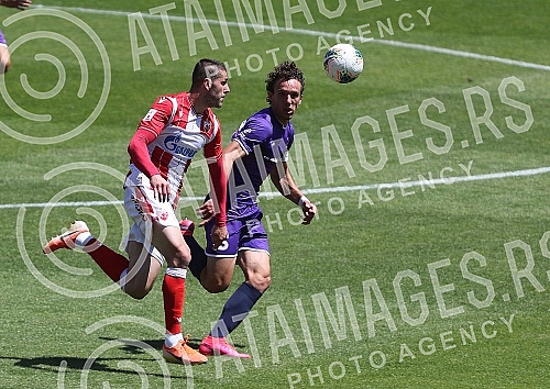 Training match between FC Red Star and FC Graficr played at the Rajko Mitic stadium. Trening utakmica FK Crvena zvezda i FK Graficar odigrana na stadionu Rajko Mitic.