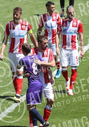 Training match between FC Red Star and FC Graficr played at the Rajko Mitic stadium. Trening utakmica FK Crvena zvezda i FK Graficar odigrana na stadionu Rajko Mitic.
