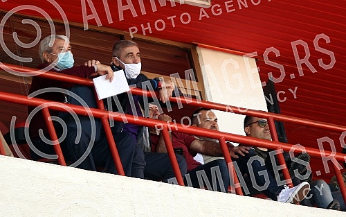Training match between FC Red Star and FC Graficr played at the Rajko Mitic stadium. Trening utakmica FK Crvena zvezda i FK Graficar odigrana na stadionu Rajko Mitic.