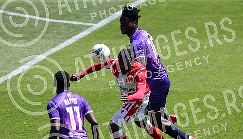 Training match between FC Red Star and FC Graficr played at the Rajko Mitic stadium. Trening utakmica FK Crvena zvezda i FK Graficar odigrana na stadionu Rajko Mitic.