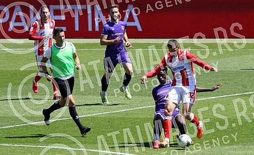 Training match between FC Red Star and FC Graficr played at the Rajko Mitic stadium. Trening utakmica FK Crvena zvezda i FK Graficar odigrana na stadionu Rajko Mitic.