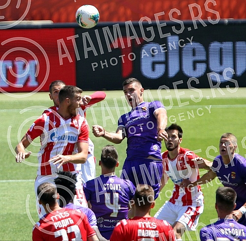 Training match between FC Red Star and FC Graficr played at the Rajko Mitic stadium. Trening utakmica FK Crvena zvezda i FK Graficar odigrana na stadionu Rajko Mitic.