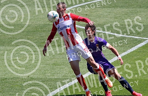 Training match between FC Red Star and FC Graficr played at the Rajko Mitic stadium. Trening utakmica FK Crvena zvezda i FK Graficar odigrana na stadionu Rajko Mitic.