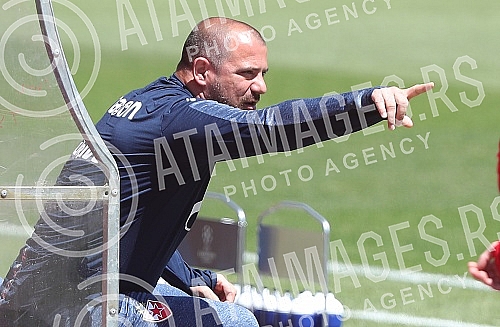 Training match between FC Red Star and FC Graficr played at the Rajko Mitic stadium. Trening utakmica FK Crvena zvezda i FK Graficar odigrana na stadionu Rajko Mitic.