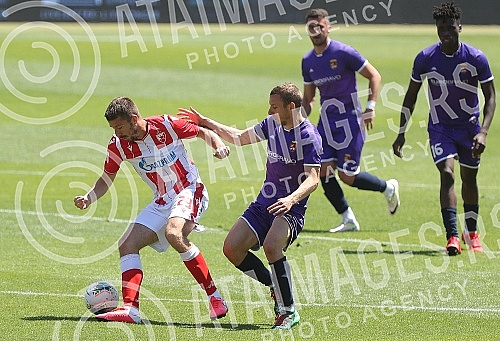 Training match between FC Red Star and FC Graficr played at the Rajko Mitic stadium. Trening utakmica FK Crvena zvezda i FK Graficar odigrana na stadionu Rajko Mitic.