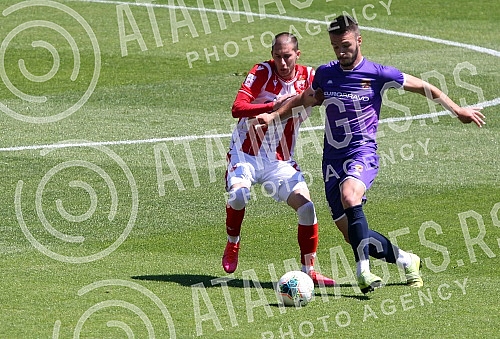 Training match between FC Red Star and FC Graficr played at the Rajko Mitic stadium. Trening utakmica FK Crvena zvezda i FK Graficar odigrana na stadionu Rajko Mitic.