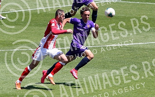 Training match between FC Red Star and FC Graficr played at the Rajko Mitic stadium. Trening utakmica FK Crvena zvezda i FK Graficar odigrana na stadionu Rajko Mitic.