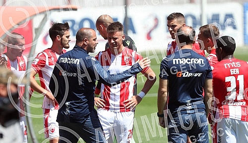 Training match between FC Red Star and FC Graficr played at the Rajko Mitic stadium. Trening utakmica FK Crvena zvezda i FK Graficar odigrana na stadionu Rajko Mitic.