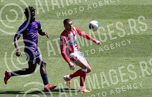 Training match between FC Red Star and FC Graficr played at the Rajko Mitic stadium. Trening utakmica FK Crvena zvezda i FK Graficar odigrana na stadionu Rajko Mitic.