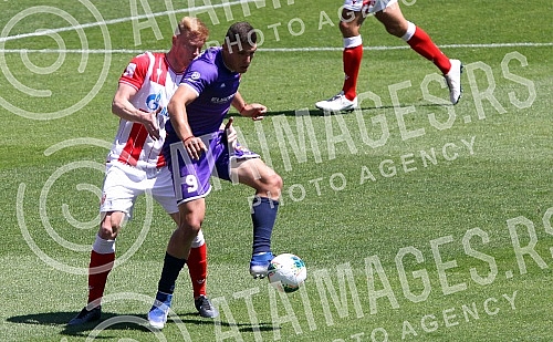 Training match between FC Red Star and FC Graficr played at the Rajko Mitic stadium. Trening utakmica FK Crvena zvezda i FK Graficar odigrana na stadionu Rajko Mitic.