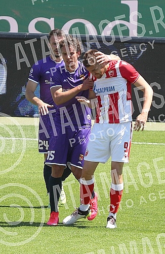 Training match between FC Red Star and FC Graficr played at the Rajko Mitic stadium. Trening utakmica FK Crvena zvezda i FK Graficar odigrana na stadionu Rajko Mitic.