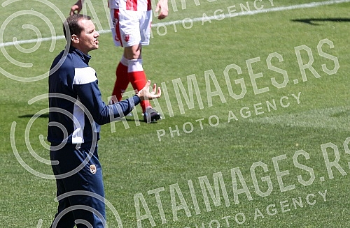 Training match between FC Red Star and FC Graficr played at the Rajko Mitic stadium. Trening utakmica FK Crvena zvezda i FK Graficar odigrana na stadionu Rajko Mitic.