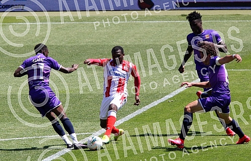Training match between FC Red Star and FC Graficr played at the Rajko Mitic stadium. Trening utakmica FK Crvena zvezda i FK Graficar odigrana na stadionu Rajko Mitic.